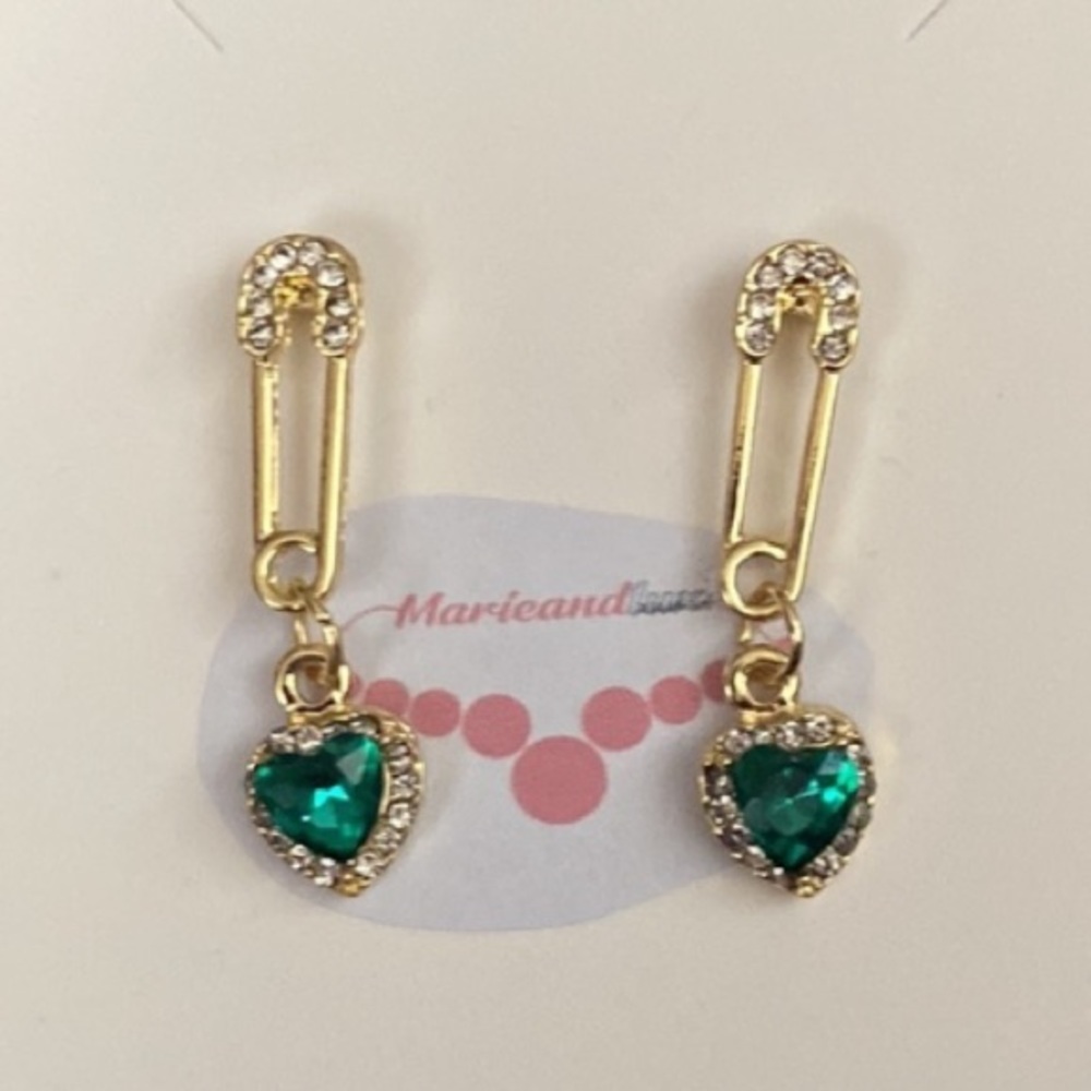 Green Heart Earrings